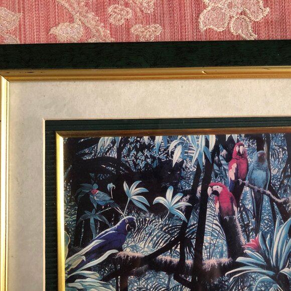 Vintage print jungle parrot with frame small wall decor - Picture 3 of 7